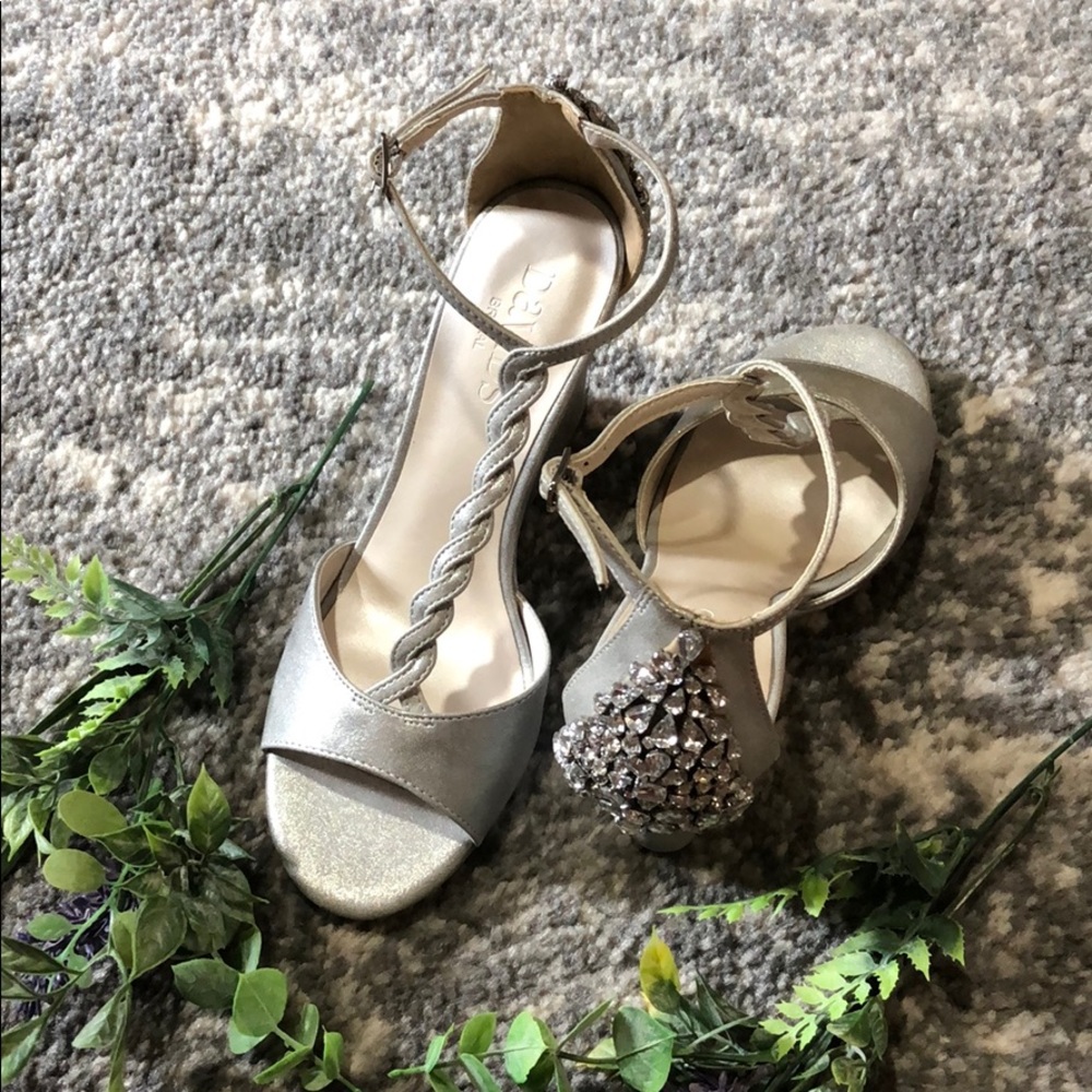 David’s Bridal Silver Rhinestone Wedding Heels